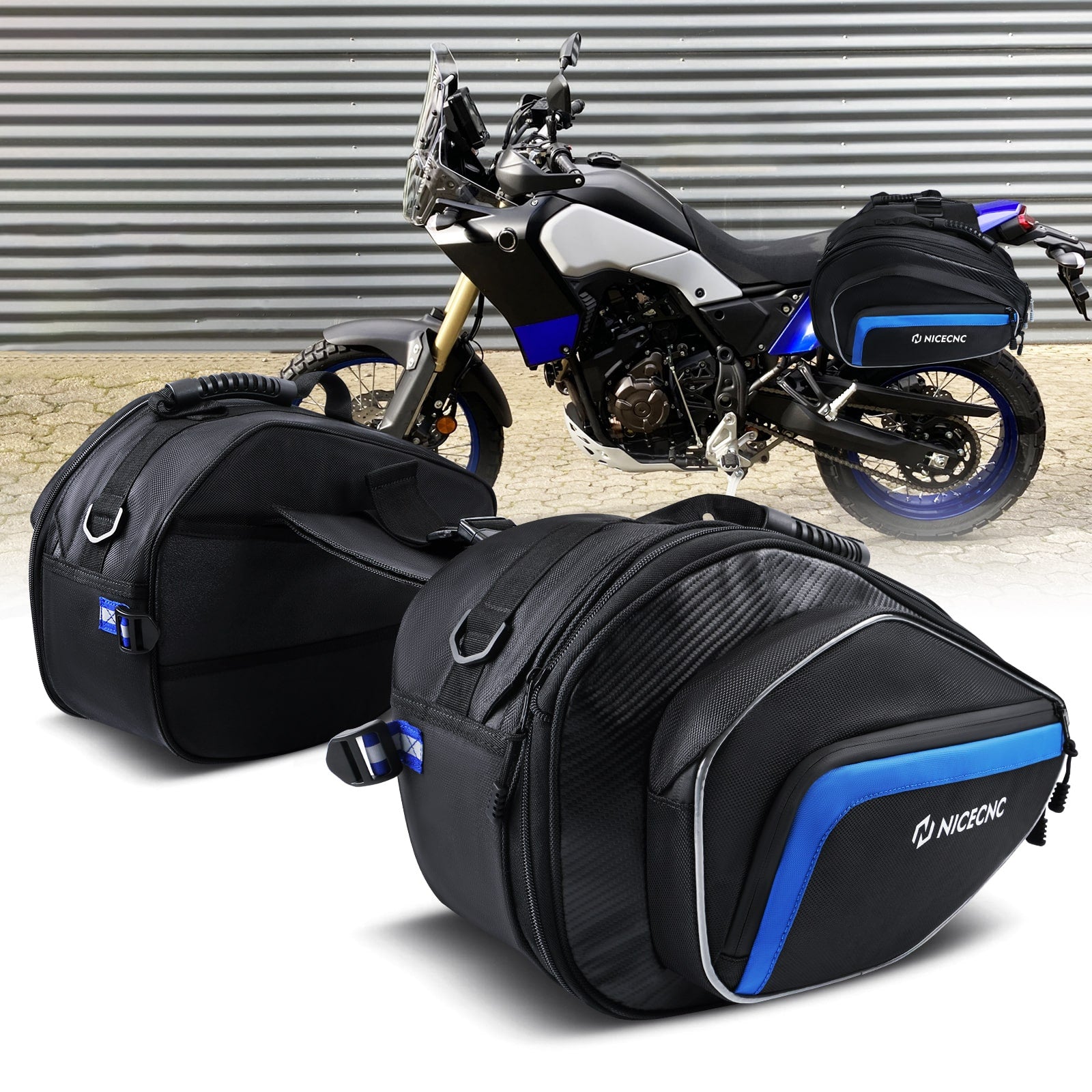 Universal Pair Motorcycle Saddlebags 50L Travel Tank Luggage Bag Quick Detach