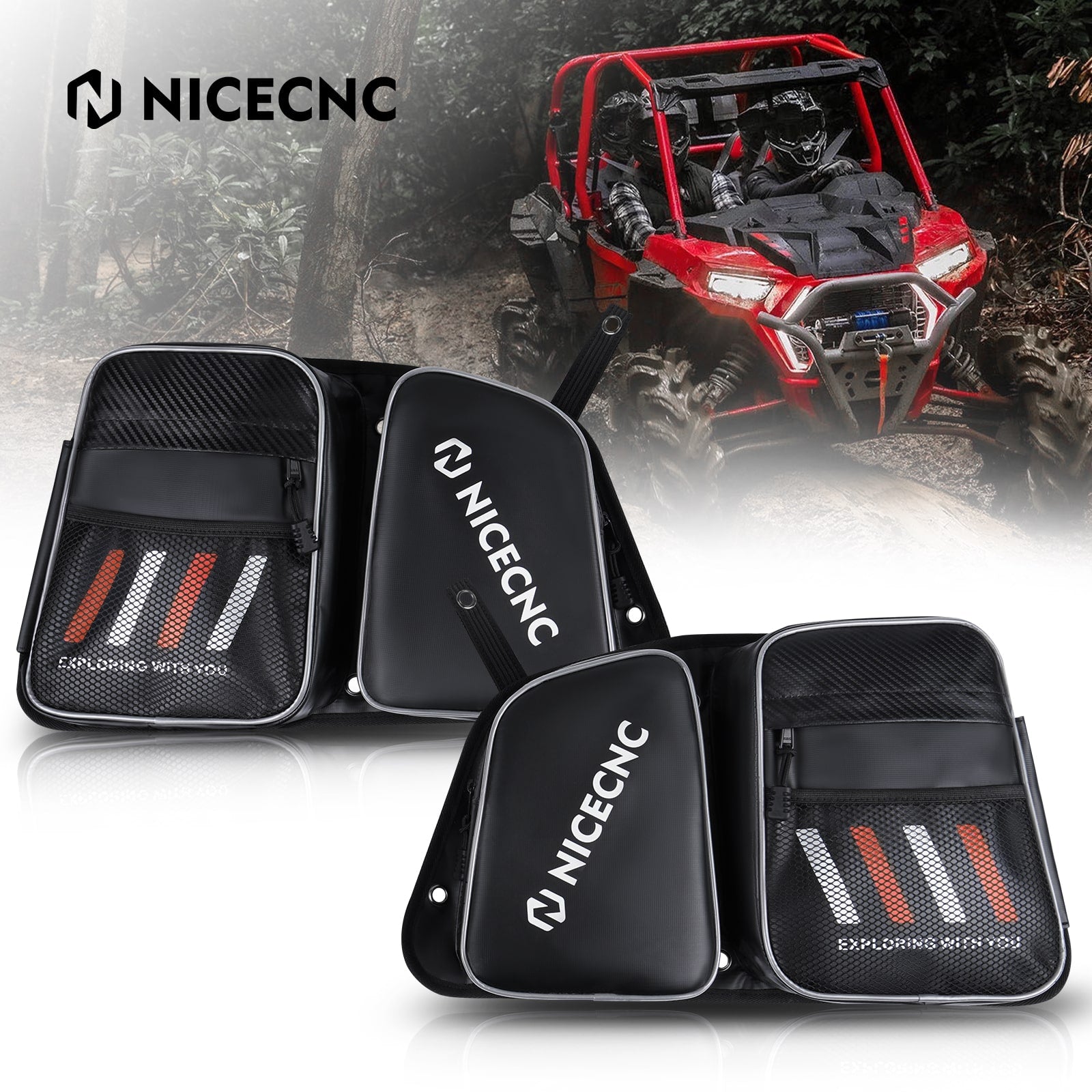 Upgraded UTV Rear Door Storage Bags For Polaris RZR XP4 1000 RZR 4 900