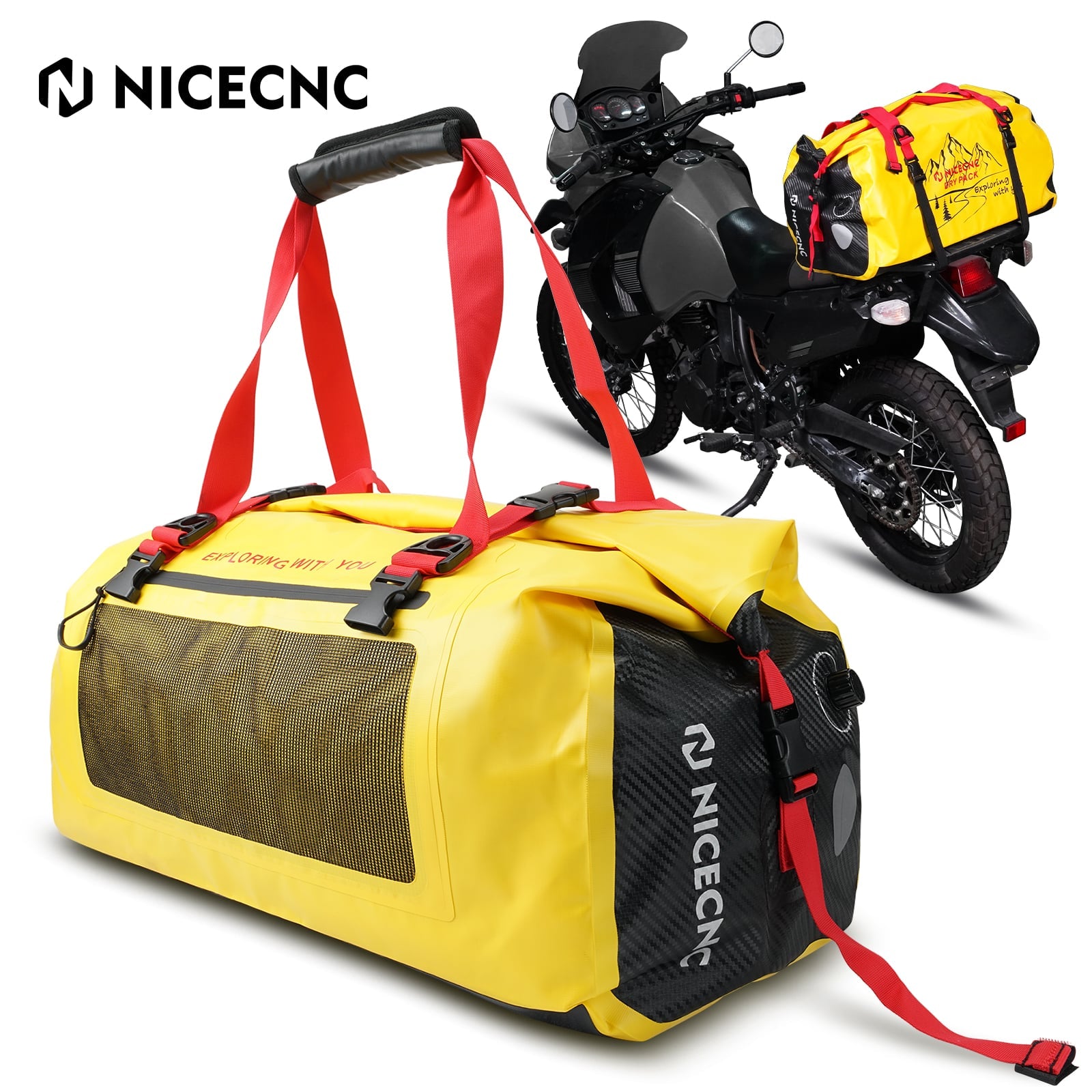 Motorcycle 66L Dry Duffel Bag | Rear Seat Tail Luggage Bag Waterproof