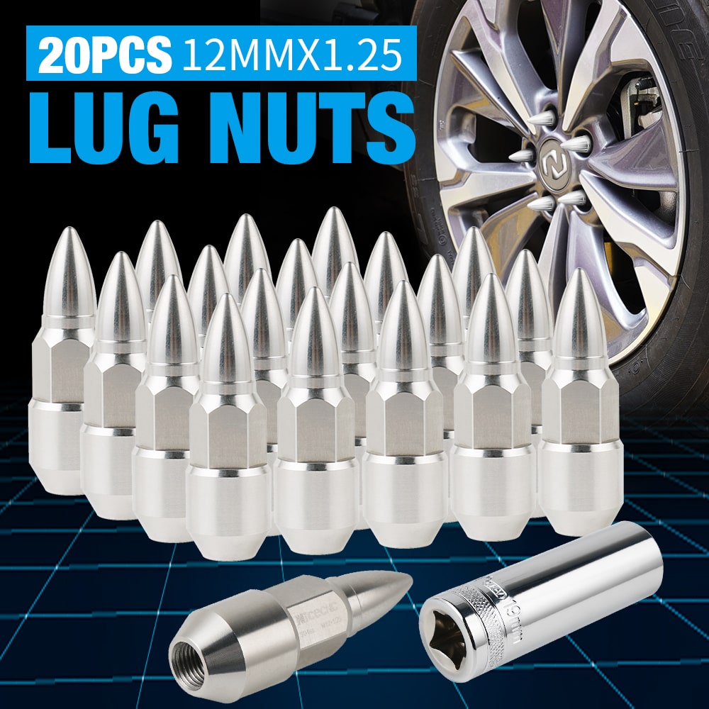 20pcs Spike Lug Nuts w/Socket Key 12x1.25 For Nissan Altima 350Z 370Z For Subaru