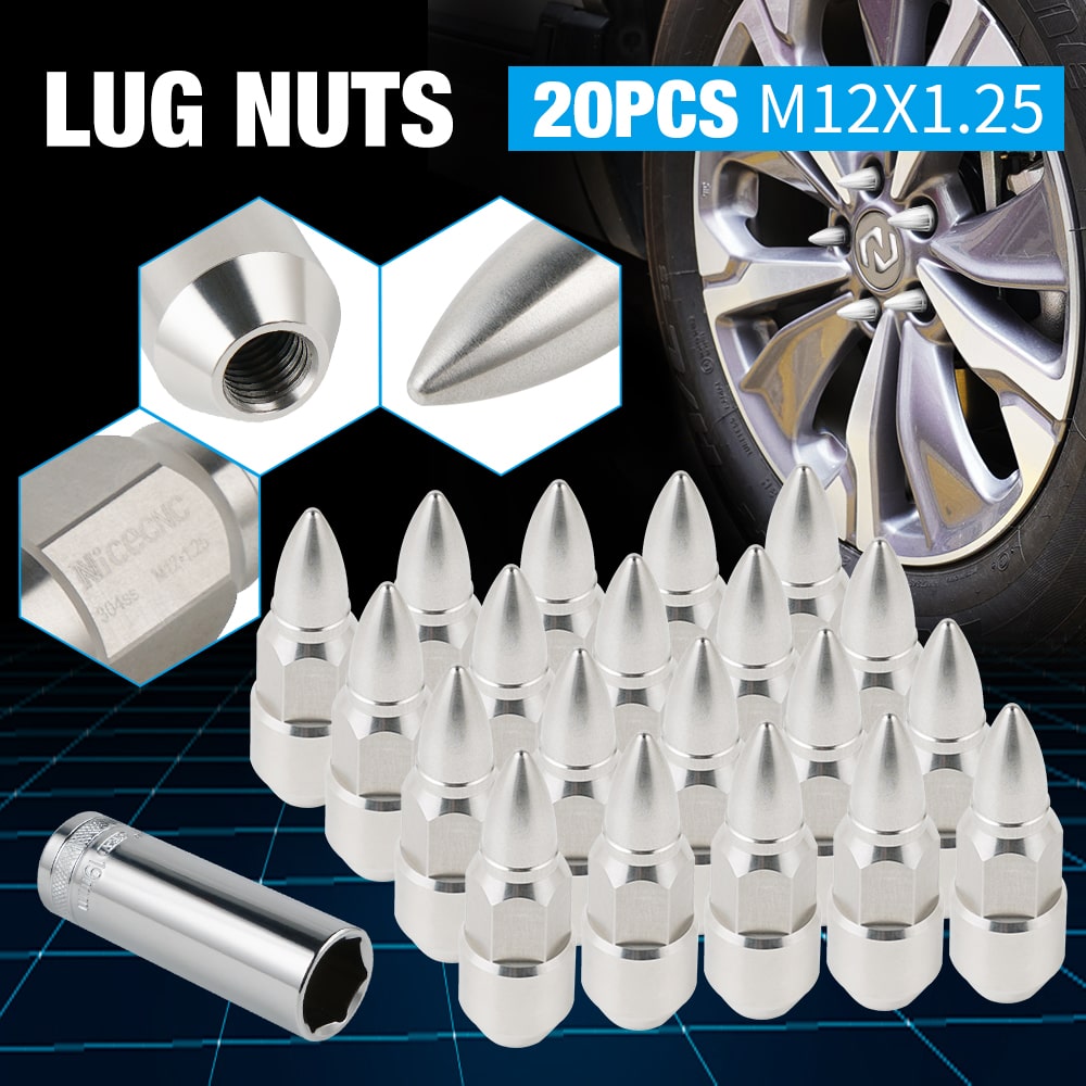 20pcs Spike Lug Nuts w/Socket Key 12x1.25 For Nissan Altima 350Z 370Z For Subaru