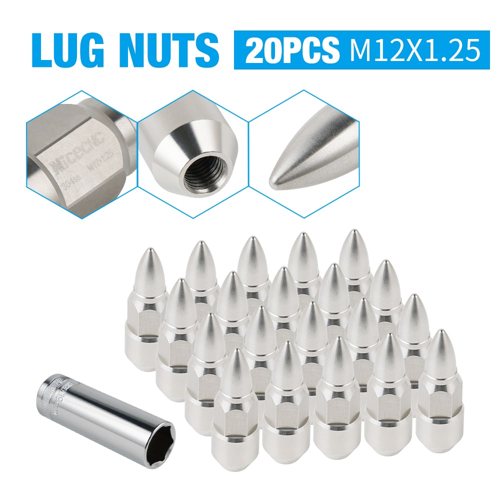 20pcs Spike Lug Nuts w/Socket Key 12x1.25 For Nissan Altima 350Z 370Z For Subaru