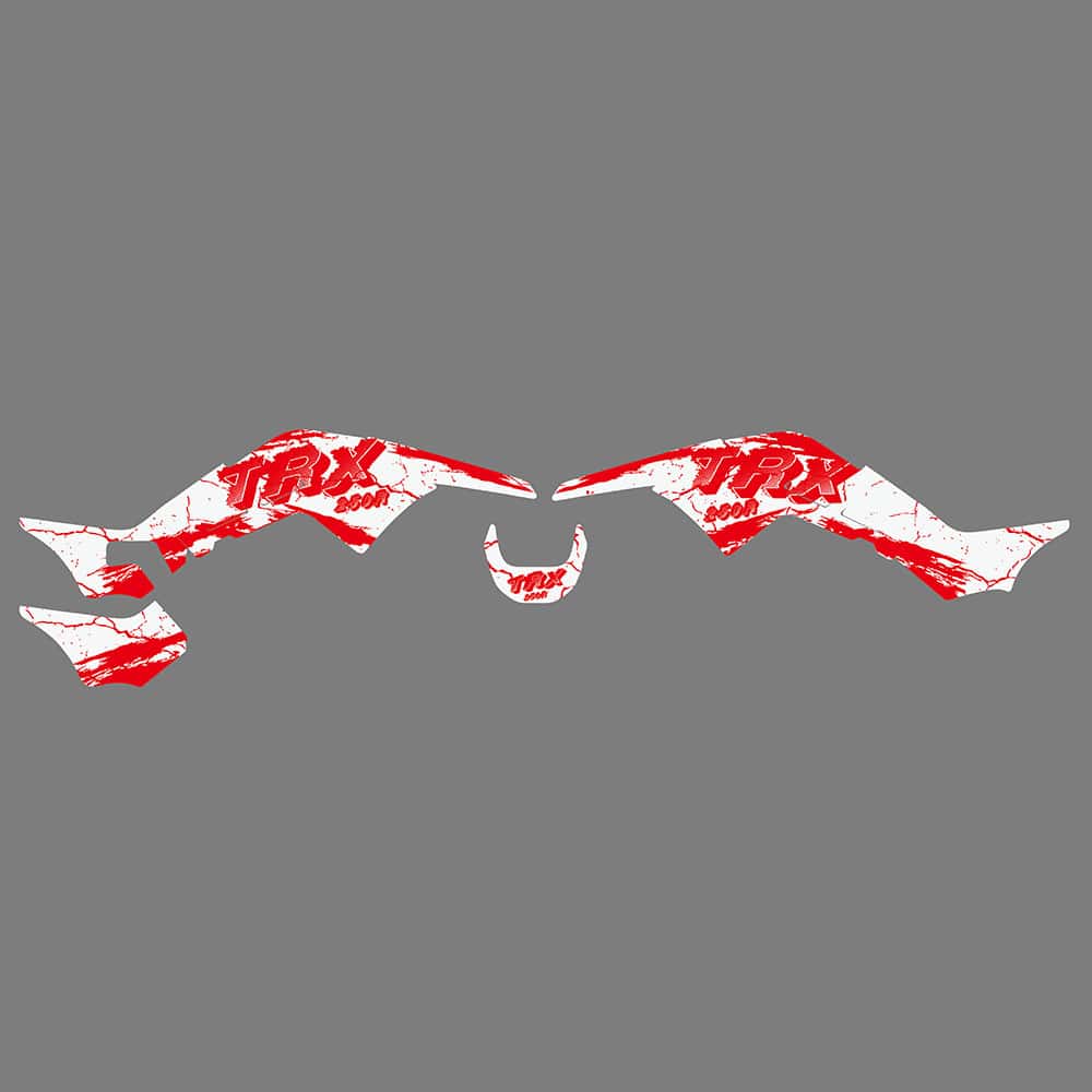 1987 Honda TRX 250x Decal Kit - 9pc Fourtrax Graphics For Grey Plastics (Oracal)