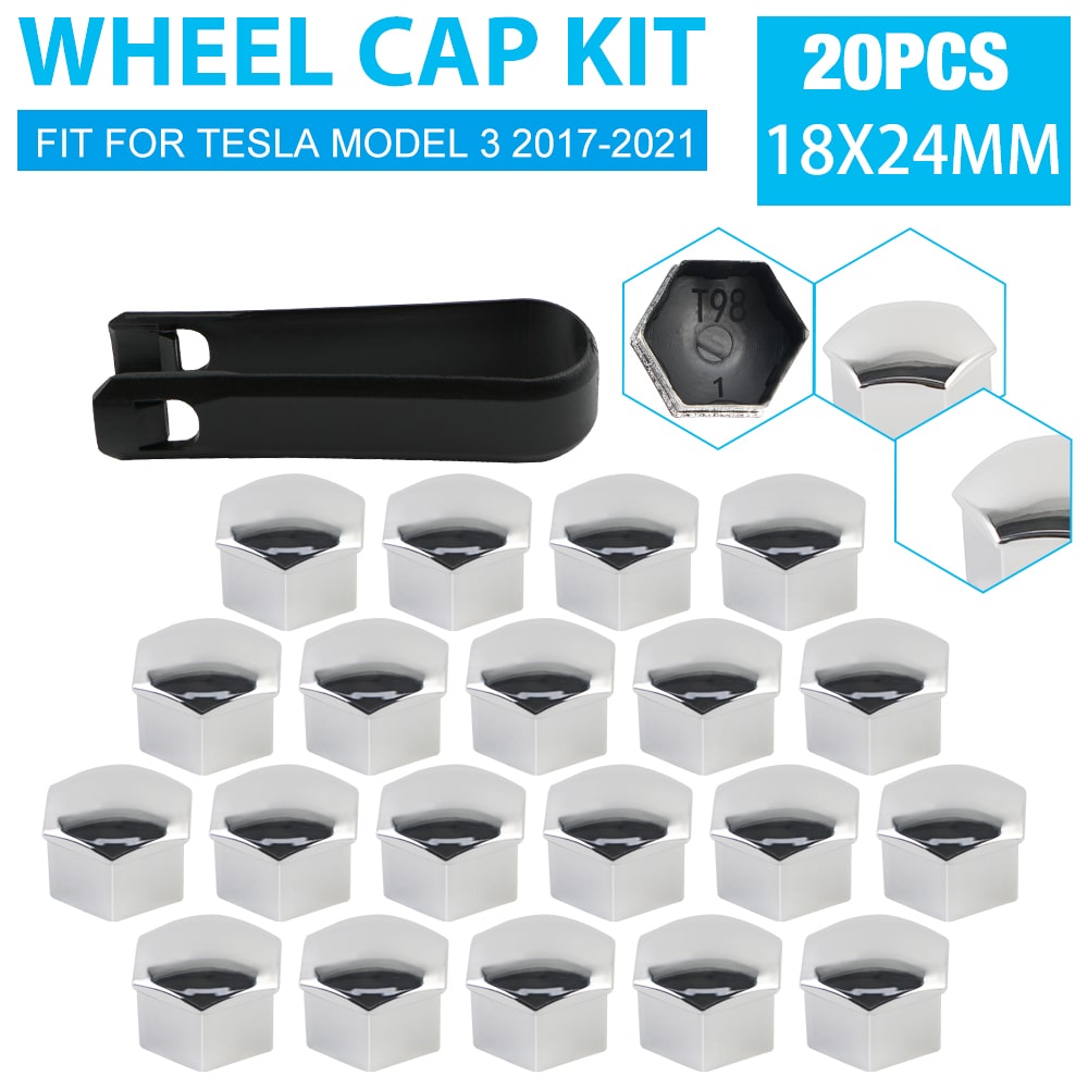 Silver Plating Wheel Lug Nut Cap Covers Trim For Tesla Model 3