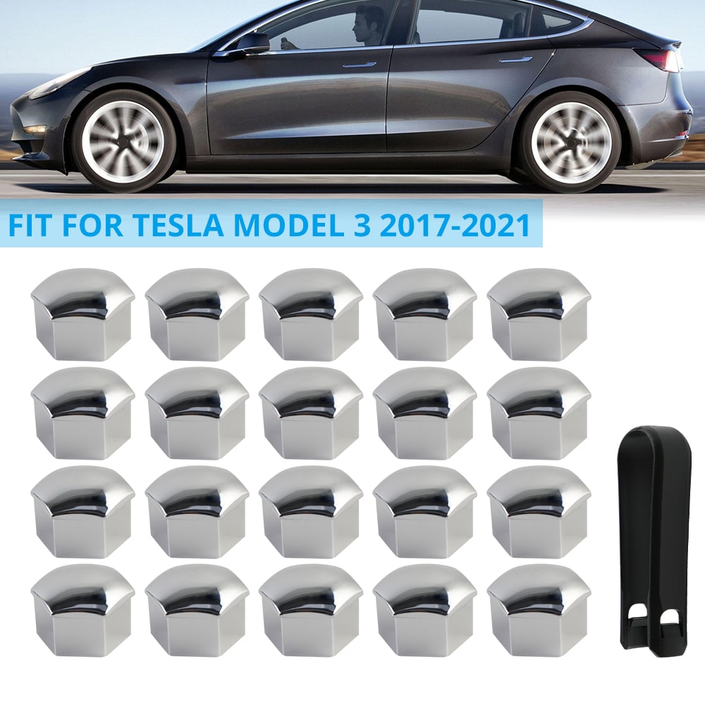 Silver Plating Wheel Lug Nut Cap Covers Trim For Tesla Model 3