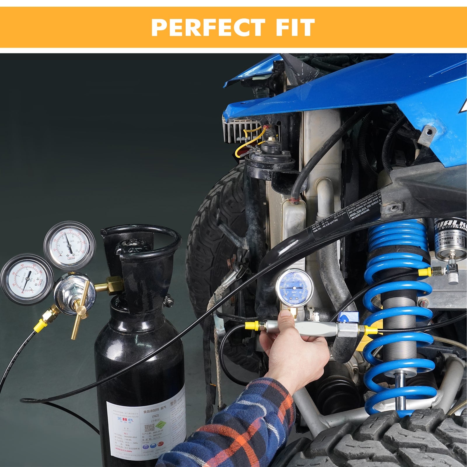 Motorcycle Powersports Nitrogen Shock Fill Tool Kit with 2" 600psi Regulator