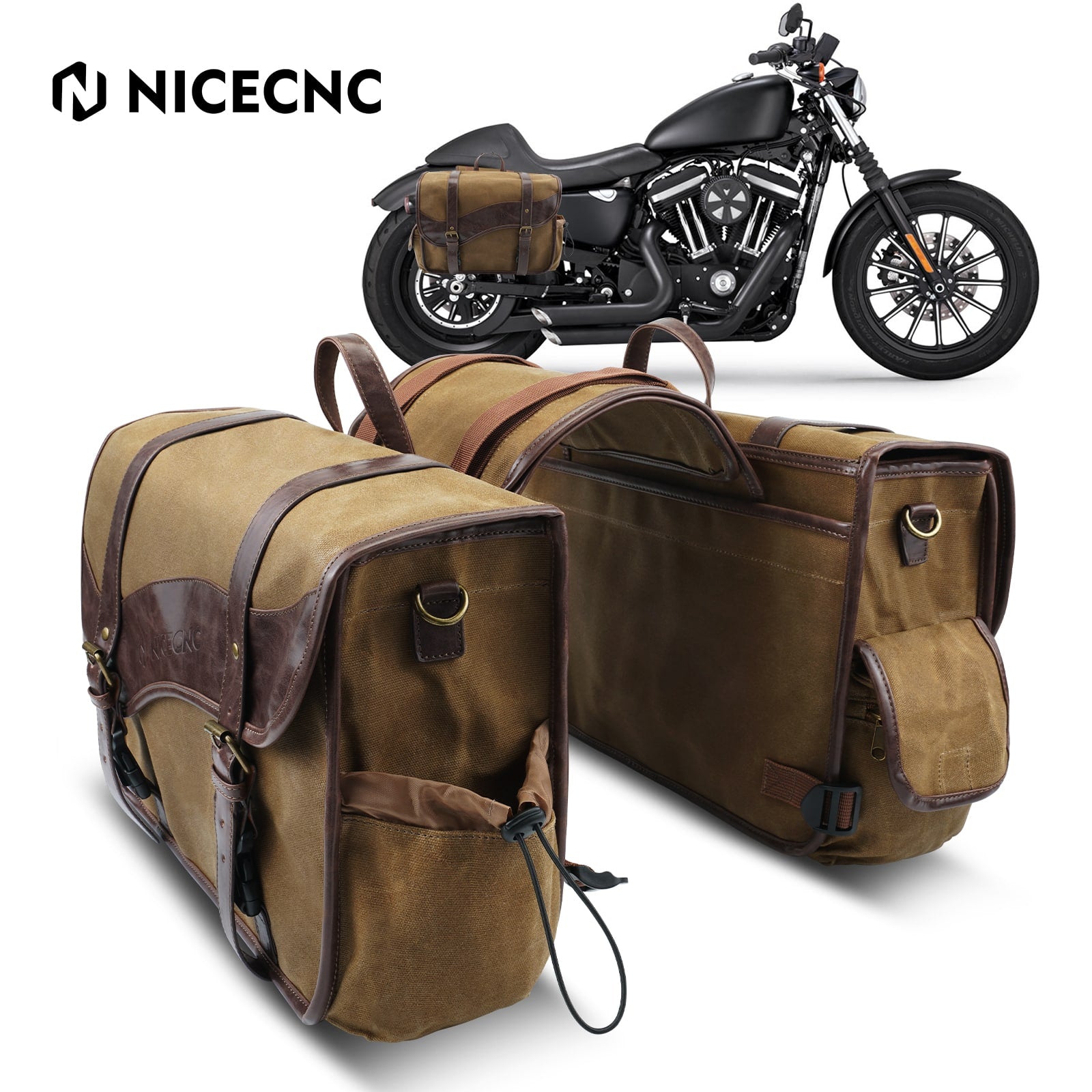 Waxed Canvas Motorcycle Saddlebags Panniers Side Bags