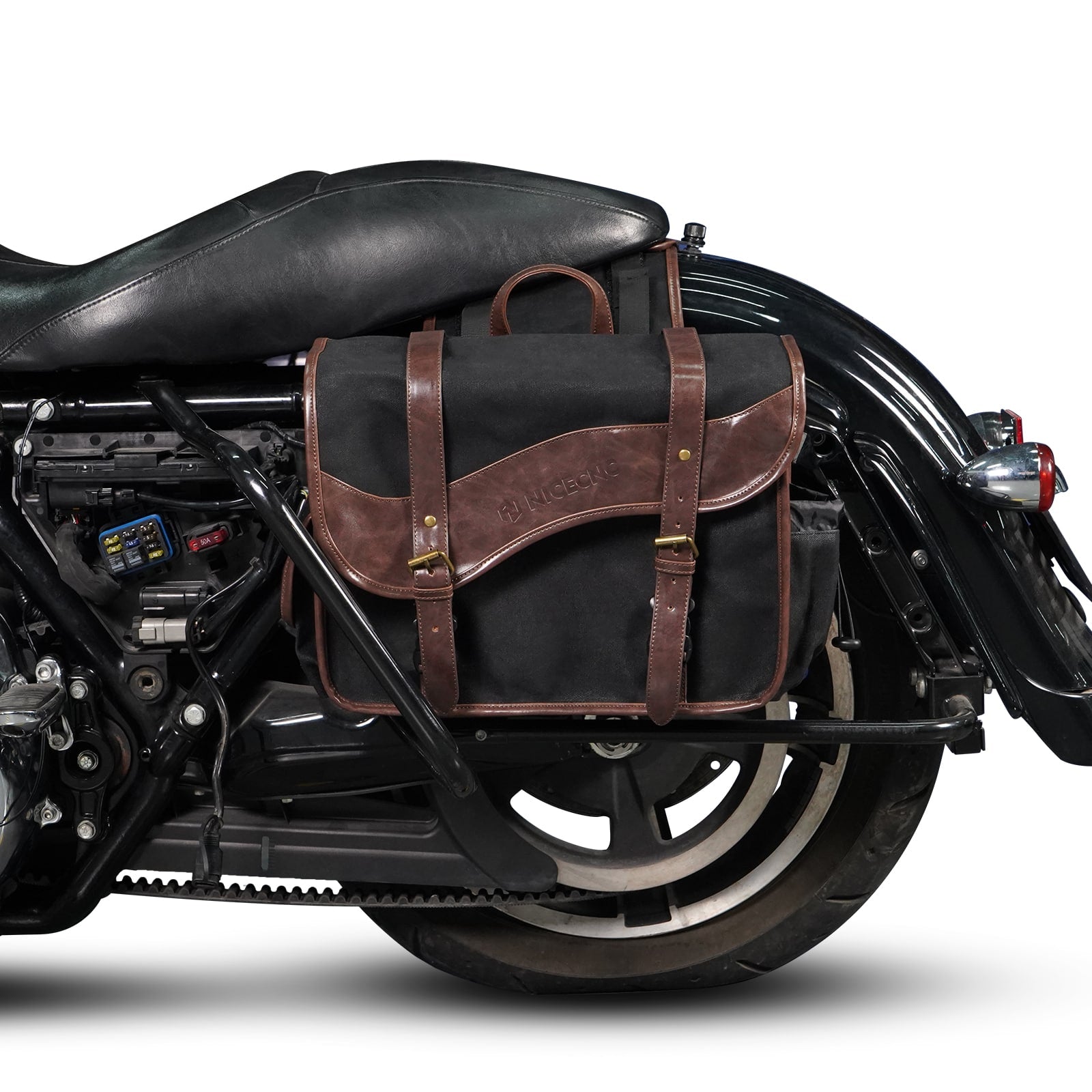 Waxed Canvas Motorcycle Saddle bags Panniers Side Throw Over Saddle Bags
