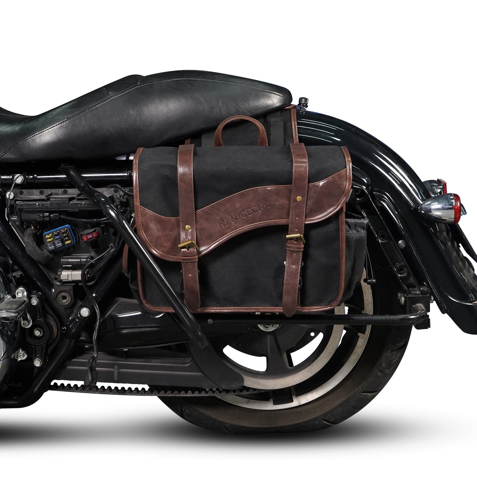 leather motorcycle tail bag